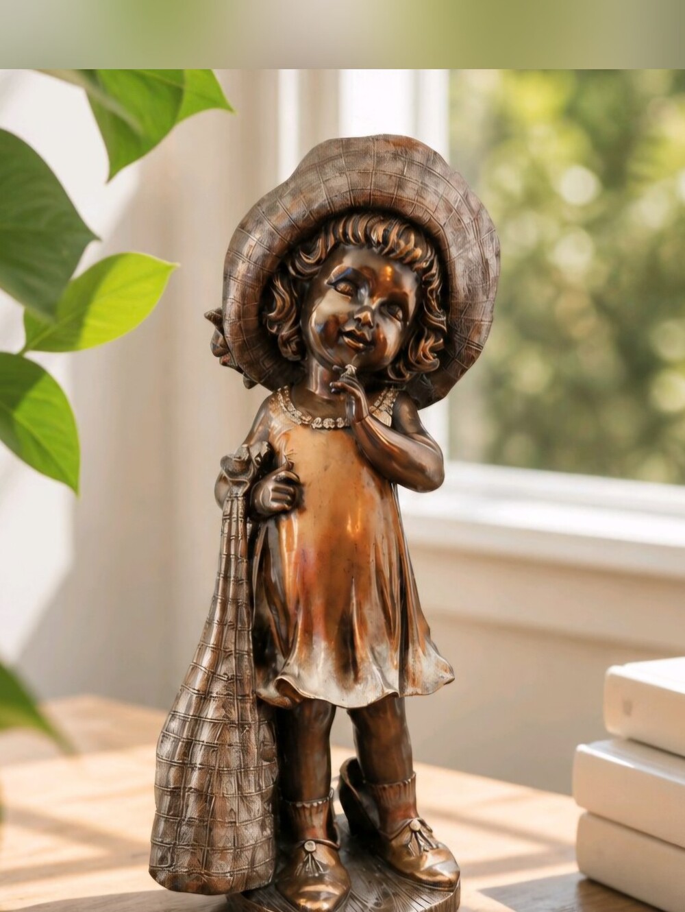 Adorable Figurines Sculpture girl playing dress-up Made of Ceramic 18" Tall
